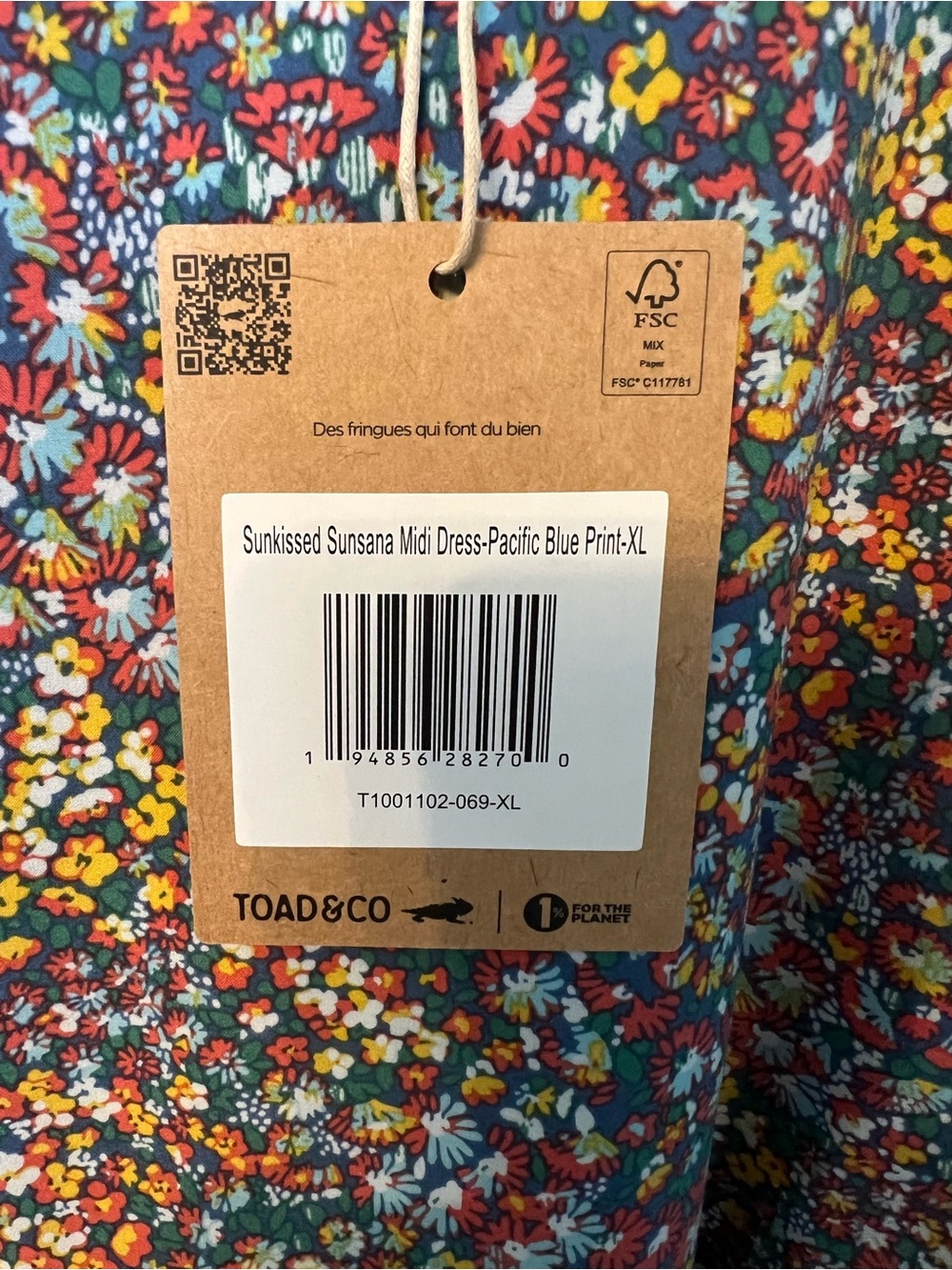 Toad&Co Sunkissed Sunsana Midi Dress in Pacific Blue size XL New with tags! - Picture 2 of 6